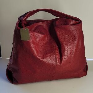 Furla Elisabeth Ostrich Embossed Leather Tote Bag